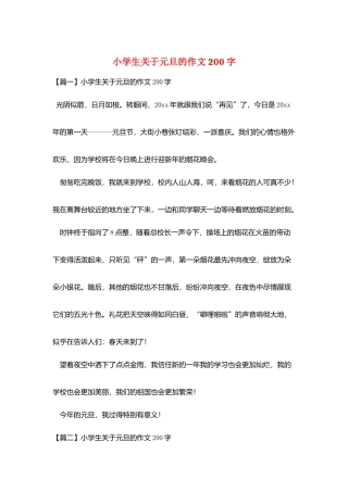 小学生关于元旦的作文200字