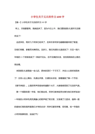 小学生关于元旦的作文600字
