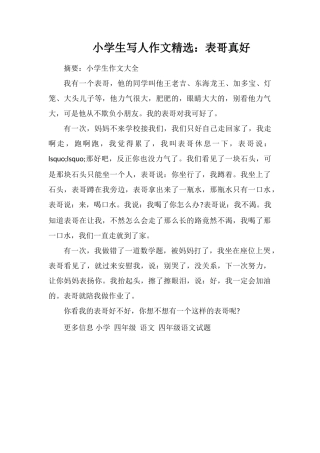 小学生写人作文：表哥真好
