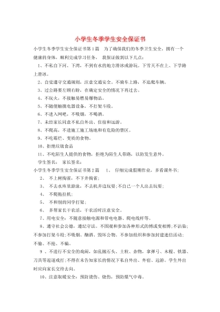 小学生冬季学生安全保证书
