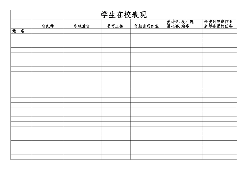 小学生在校表现表_第1页
