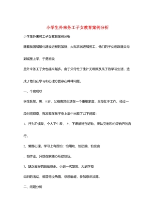 小学生外来务工子女教育案例分析