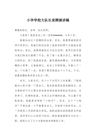 小学生大队干部竞聘稿