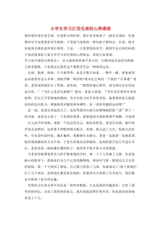 小学生学习打羽毛球的心得感想