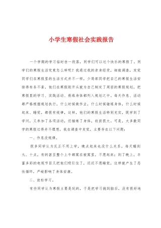小学生寒假社会实践报告