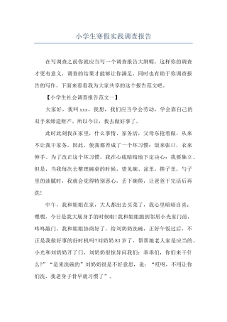 小学生寒假实践调查报告