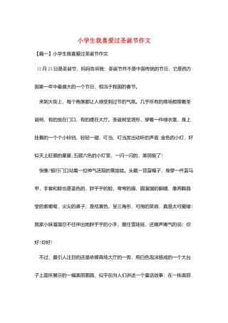 小学生我喜欢过圣诞节作文