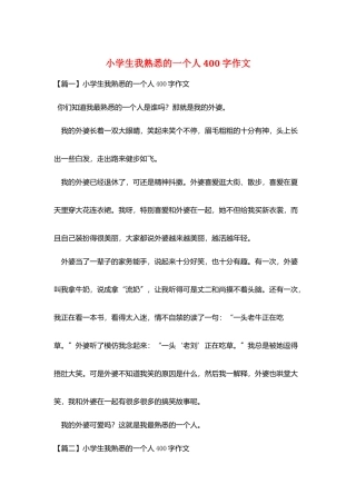 小学生我熟悉的一个人400字作文