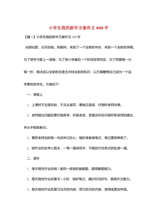 小学生我的新年计划作文400字
