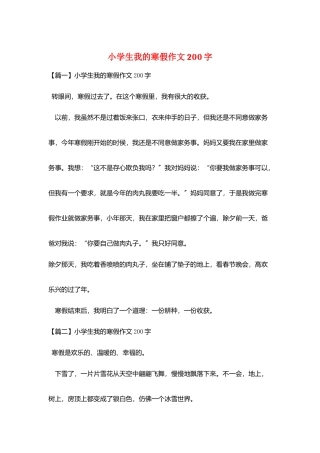 小学生我的寒假作文200字