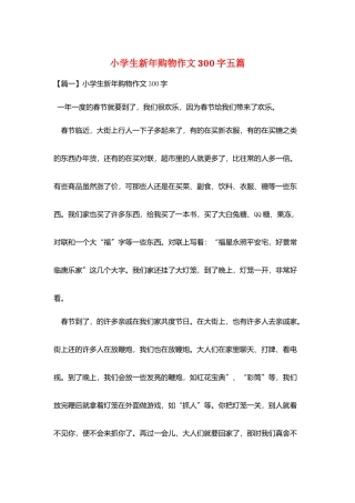 小学生新年购物作文300字五篇