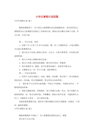 小学生暑假计划四篇
