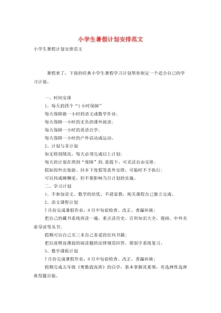 小学生暑假计划安排范文