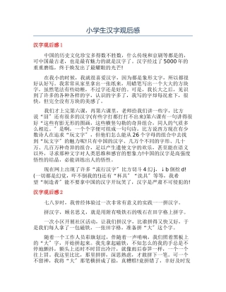 小学生汉字观后感