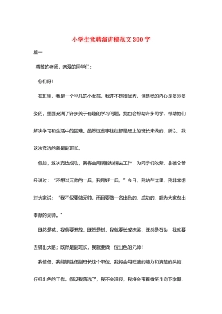 小学生竞聘演讲稿范文300字