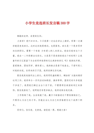 小学生竞选班长发言稿300字