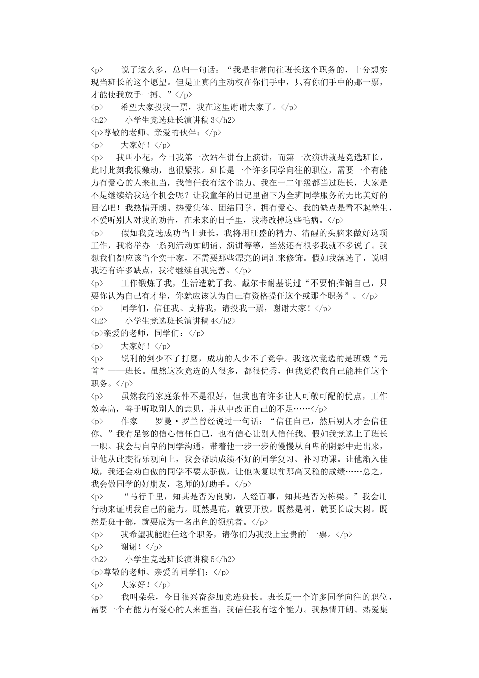 小学生竞选班长演讲稿_第2页