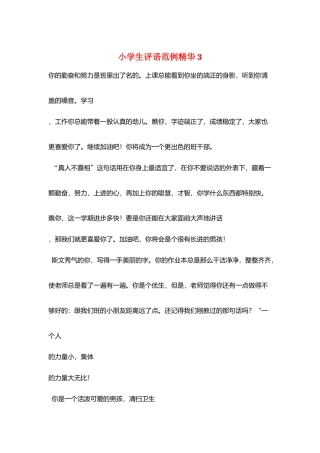 小学生评语范例精华3