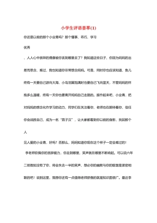 小学生评语荟萃(1)