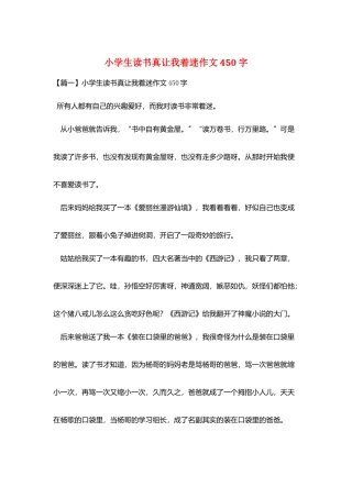 小学生读书真让我着迷作文450字