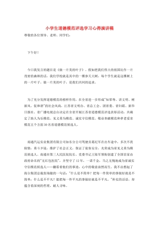小学生道德模范评选学习心得演讲稿