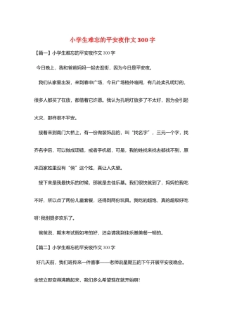 小学生难忘的平安夜作文300字