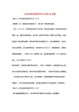 小学生难忘的春节作文300字五篇