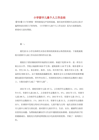 小学留守儿童个人工作总结