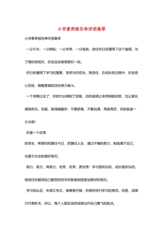 小学素质报告单评语集萃