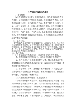 小学综合实践活动计划