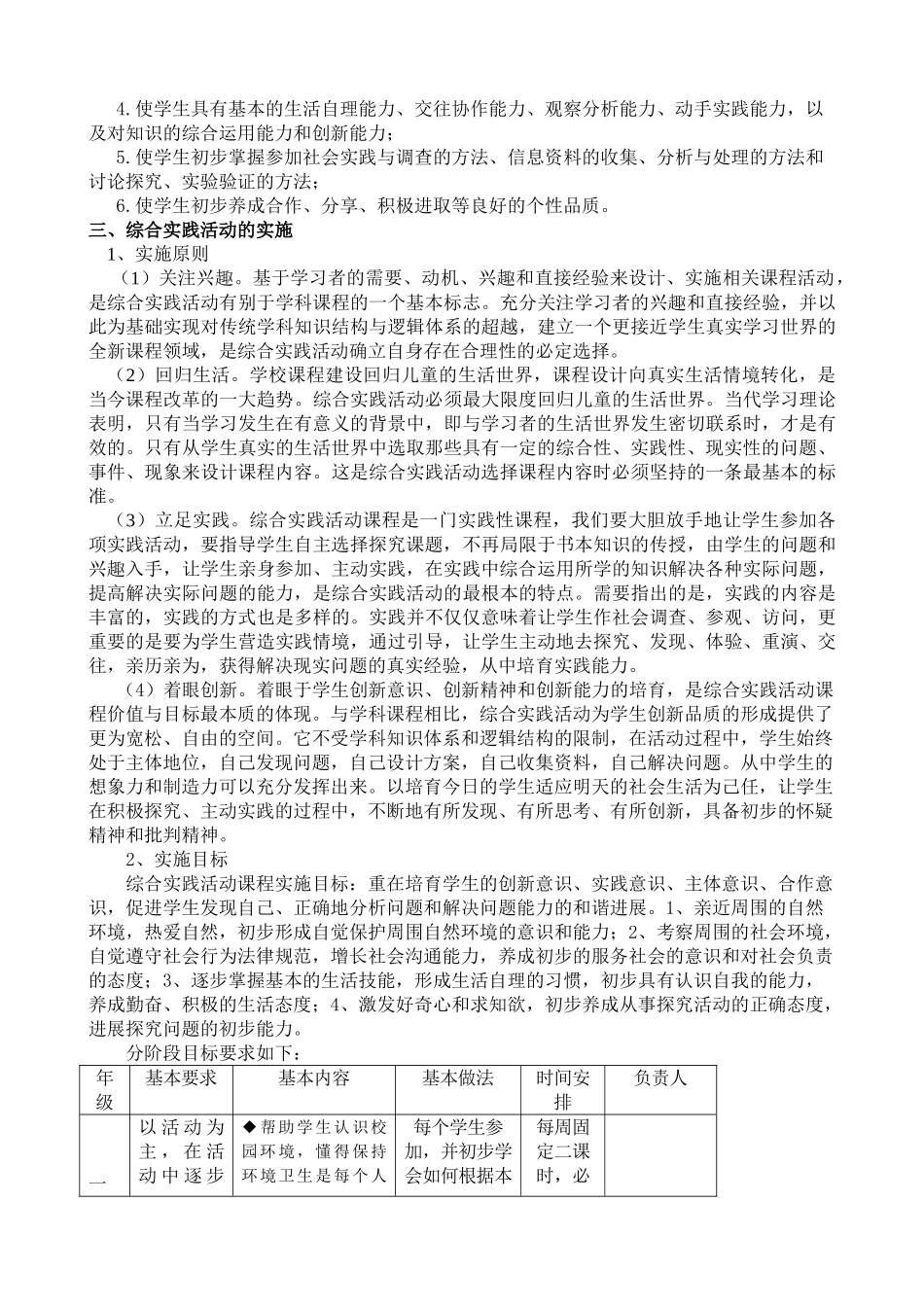 小学综合实践活动课程方案_第2页