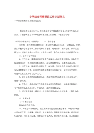小学综合科教研组工作计划范文