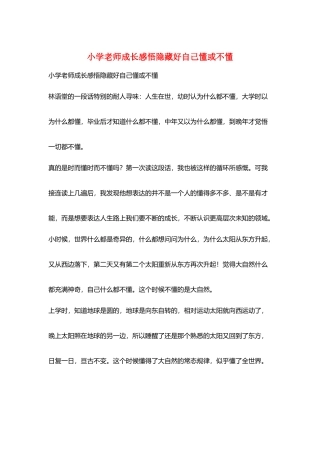 小学老师成长感悟隐藏好自己懂或不懂