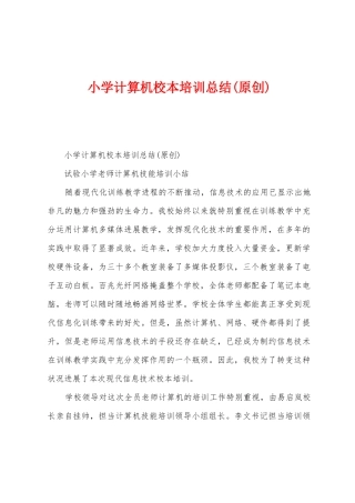 小学计算机校本培训总结