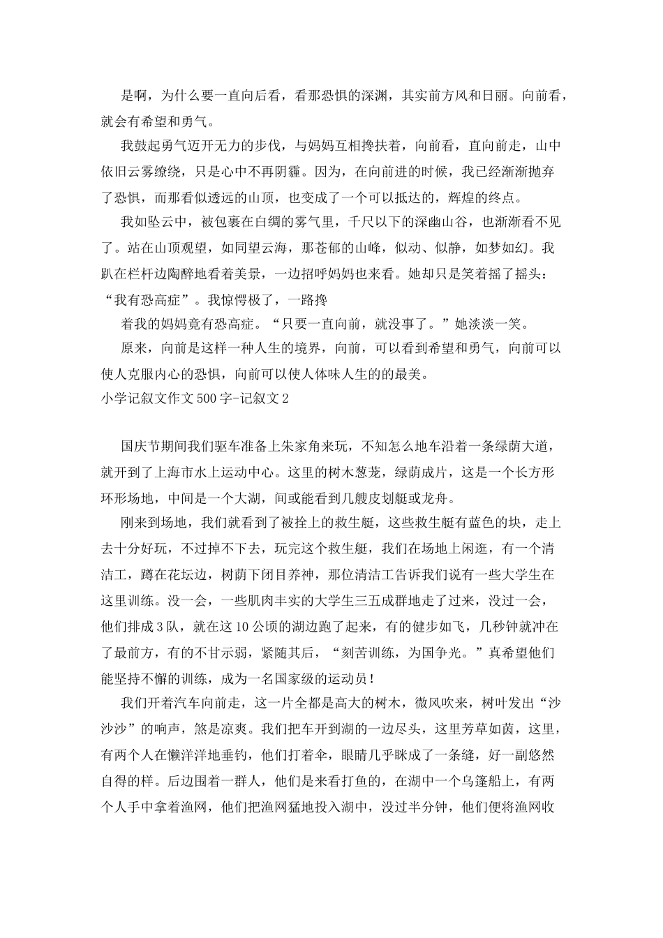 小学记叙文作文500字_第2页