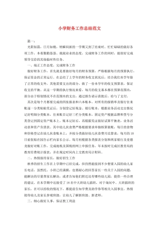 小学财务工作总结范文