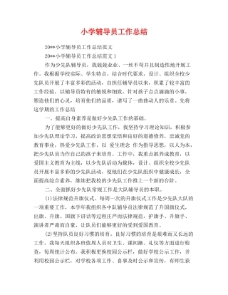 小学辅导员工作总结