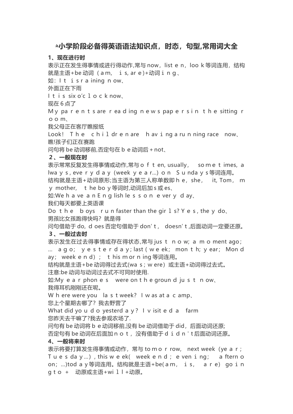 小学阶段必备的英语语法知识点_第1页