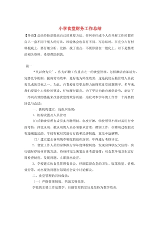 小学食堂财务工作总结