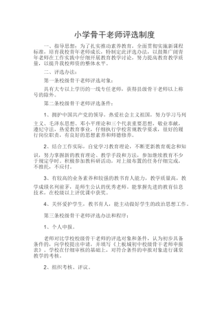 小学骨干教师评选制度