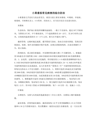 小果番茄常见病害的综合防治