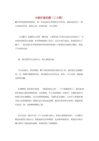 小桔灯读后感(二十四)