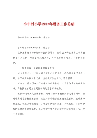 小牛村小学2025年年财务工作总结