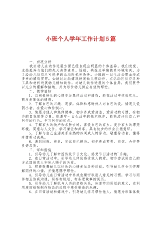 小班个人学年工作计划5篇