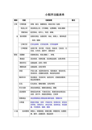 小程序功能表单