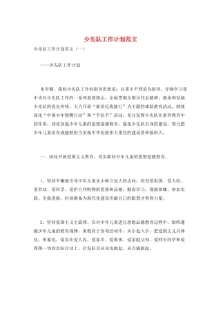 少先队工作计划范文