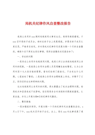 局机关纪律作风自查整改报告
