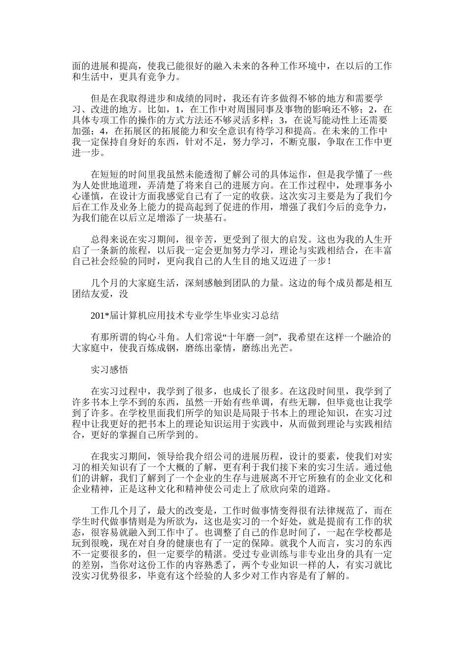 届计算机应用技术专业学生毕业实习总结_第3页