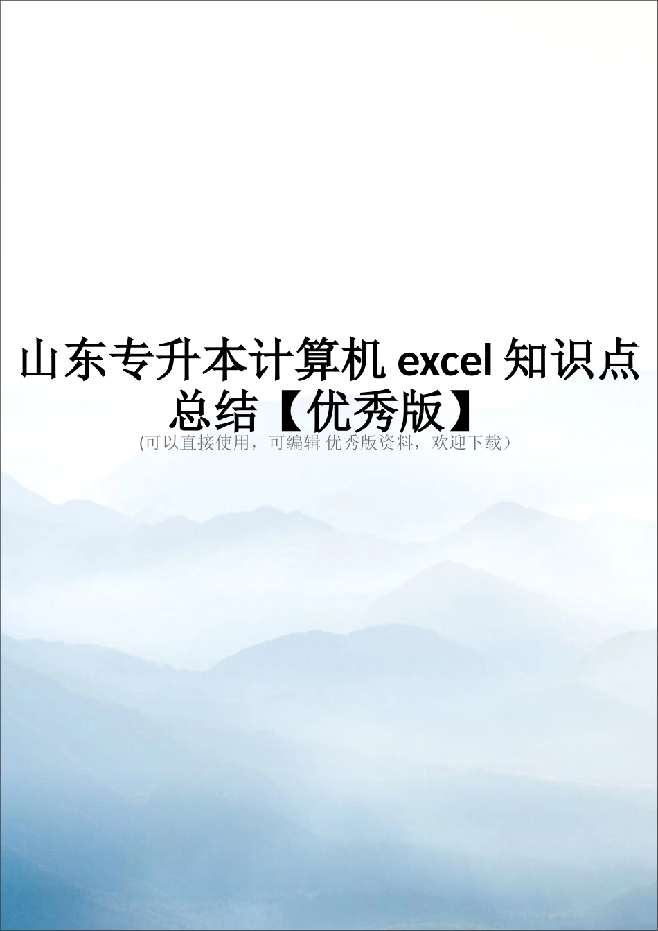 山东专升本计算机excel知识点总结_第1页