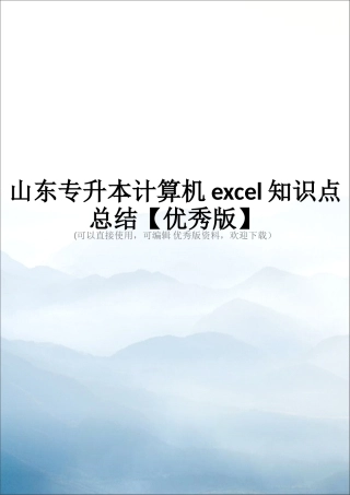 山东专升本计算机excel知识点总结